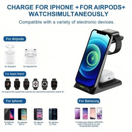 15W Wireless Charger Stand Pad For IPhone 14 13 12 11 X iWatch 3 In 1 Fast Charging Dock Station For Airpods Pro IWatch 8 7
