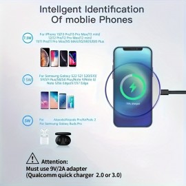 Wireless Charging Pad For IPhone, For AirPods, For Samsung Galaxy & More - Compatible With IPhone 13/14/12/11/X/XR, For AirPods 15W & More!