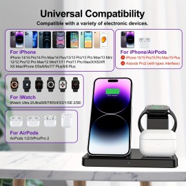 3-in-1 Wireless Charger Stand Dock: Charging Station For Watch, For Airpods Pro 2/3, For IPhone 14/13/11/XR/XS/X/8/7