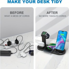 15W Fast Charging Station, Folding Wireless Charger Stand For Samsung For IPhone 14,13,12,11/Pro/Max/Mini/Plus, X, XR, XS/Max, SE, 8/Plus, For Apple Watch 1-8, Airpods 3/2/Pro