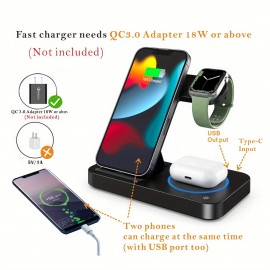 Wireless Charger Stand, 4 In 1 Wireless Charging Station For IPhone/14/13/12/11Pro Samsung Galaxy S22/S21 Series Phone Fast Charger Station For iWatch 8/7/6/5/4/3/2 AirPods 3/2/Pro