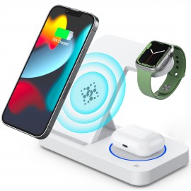 Wireless Charger Stand, 4 In 1 Wireless Charging Station For IPhone/14/13/12/11Pro Samsung Galaxy S22/S21 Series Phone Fast Charger Station For iWatch 8/7/6/5/4/3/2 AirPods 3/2/Pro