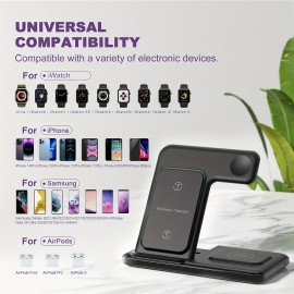 3 In 1 Wireless Charging Station For iWatch Ultra 9 8 7 6 5 4 3 2 SE Airpods Pro 3 Pro2 Multiple Devices Folding Wireless Charger Stand For iPhone 15 14 13 11 And Earlier Series