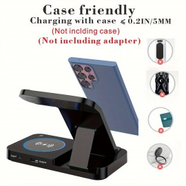 Wireless Charging Station For Samsung And Android Multiple Devices 4 In 1 Foldable Fast Wireless Charger Dock Stand For Phone Galaxy Z Flip 4/3 Z Fold S23 S22 S20 Ultra, Galaxy Watch 5/4/3 Galaxy Buds