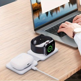 2-in-1 Wireless Charger. Magnetic Suction Folding Mobile Phone Holder, Suitable For IPhone Desktop Fast Charging.