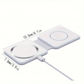 2-in-1 Wireless Charger. Magnetic Suction Folding Mobile Phone Holder, Suitable For IPhone Desktop Fast Charging.