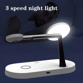 3 In 1 Magnetic Wireless Charger Stand With Night Light For IPhone 15 14 13 12 11 For IWatch 9 8 7 SE Magnet Fast Charging Station For Airpods Pro