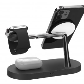 3 In 1 Magnetic Wireless Charger Stand With Night Light For IPhone 15 14 13 12 11 For IWatch 9 8 7 SE Magnet Fast Charging Station For Airpods Pro