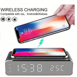 Wireless Charger Thermometer Alarm Clock Wireless Charger Mobile Phone Watch Clock Three-in-one LED Wireless Charging