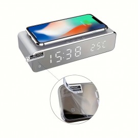 Wireless Charger Thermometer Alarm Clock Wireless Charger Mobile Phone Watch Clock Three-in-one LED Wireless Charging