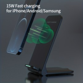 Mobile Phone Wireless Charging Station, 15W Fast Charging, Wireless Charging Station, For IPhone 15\14\13\12\11\XR\X\F8 Series, For Samsung Series, For Android Series