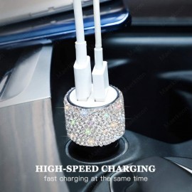 Dual-USB Car Charger Bling USB Fast Charging Phone Adapter In Car For IPhone Xiaomi Samsung 5V 2.1A Dual Port Car Charger