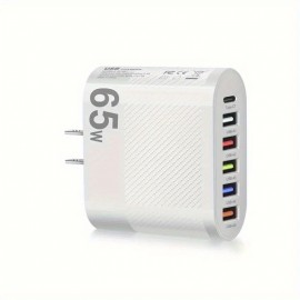 65W Fast Charging For All Phones: Quick Charge With Multi-Port PD+5USB Adapter