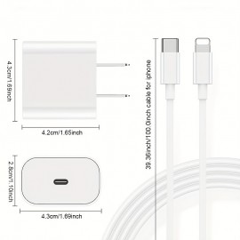 3 Sets PD 25W Fast Charging Head + 39.37inch For iPhone Data Cable For IPhone/iPad