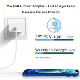 For Iphone Fast Charger 25w Wall Type C For Apple Charging Cable Mobile Phone Power Adaptation Compatible With IPhone 14 13 12 11 Pro Max XR XS X,iPad