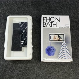 1pc Rotating Waterproof Mobile Phone Box, Punch-free Wall Mounted Touch Screen Bracket, Bathroom Shower Phone Holder, Plastic Mobile Phone Storage Box, Bathroom Accessories