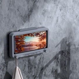 Shower Mobile Phone Holder Waterproof Wall Mounted With Hook Up, Waterproof Touchable Case Wall Mounted Bath Bathroom Phone Shelves Storage Box For Bathtub Kitchen Toilet