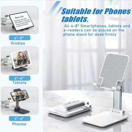 1pc Cell Phone Stand, Angle Height Adjustable Cell Phone Holder With Silicon Pad For Desk Fully Forldable Mobile Phone Holder Compatible With All Mobile Phones