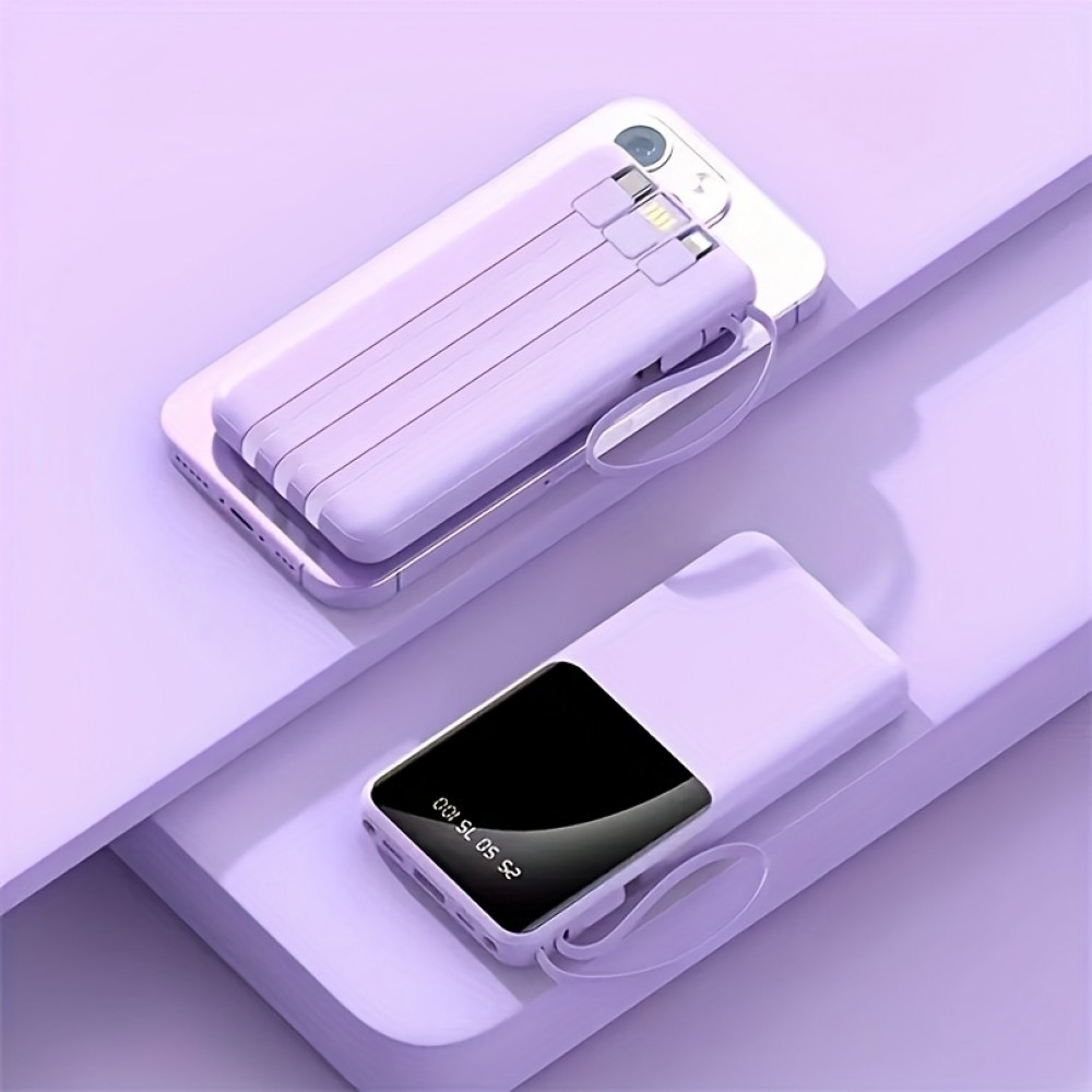 20000mAh & 10000mAh Portable Battery Charger - Type C Power Bank With LED Display, Compatible With IPhone & Samsung Smart Devices - White