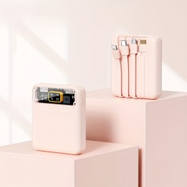 10000 MAh Power Bank Comes With 4 Wires  Fast Charging Transparent Mobile Power Supply For Iphone Samsung Xiaomi Oppo Intelligent Devices