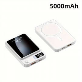 5000/10000mAh Magnetic Absorption Wireless Charging Bank 22.5W/PD20W Suitable For Iphone 15pro/14max/13/12 Android Phones (USB/Type-C) Portable Charger With LED Power Display For Outdoor Travel Emergency Backup Mobile Power Bank