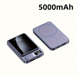 5000/10000mAh Magnetic Absorption Wireless Charging Bank 22.5W/PD20W Suitable For Iphone 15pro/14max/13/12 Android Phones (USB/Type-C) Portable Charger With LED Power Display For Outdoor Travel Emergency Backup Mobile Power Bank